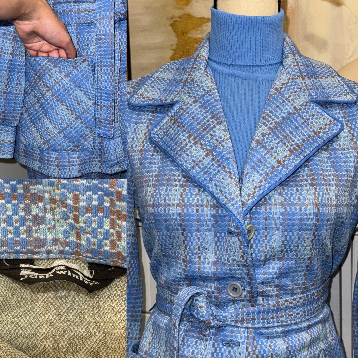 70s Winter Patterned 3Pc Vest Pantsuit (M, 30”-32”W)