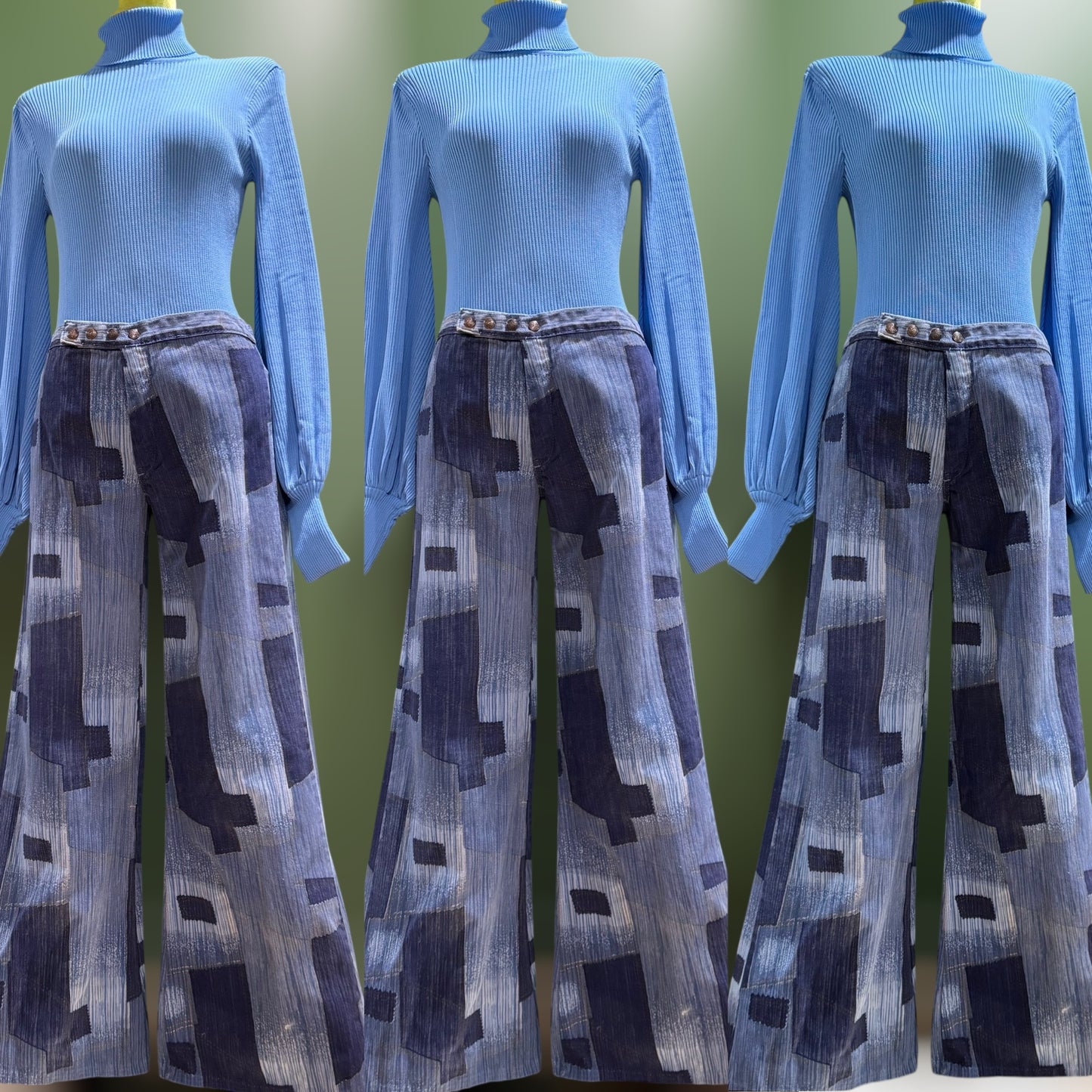 70s patchwork print Low Rise Pants (S/M, 30” waist)