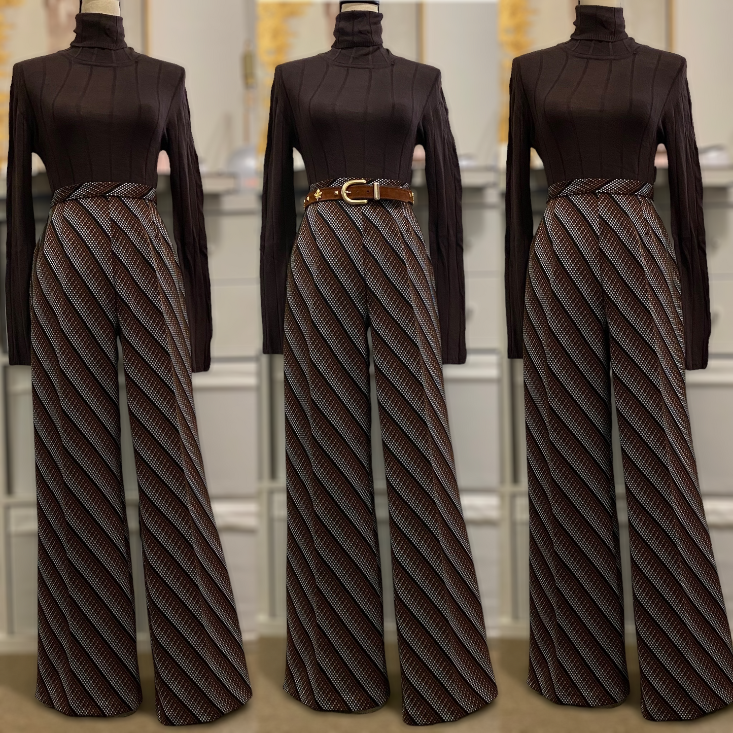 70s Geometric 2Pc Vest Pantsuit (XS-S, 25"-26'W)