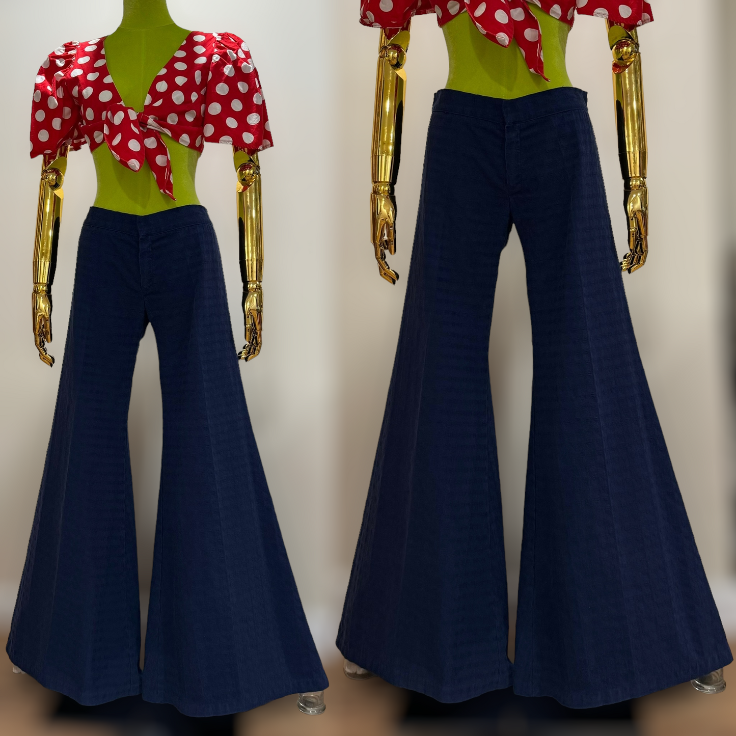 70s Low Rise, Bell Bottom Pants (XXS-XS, 29"-30" Waist)
