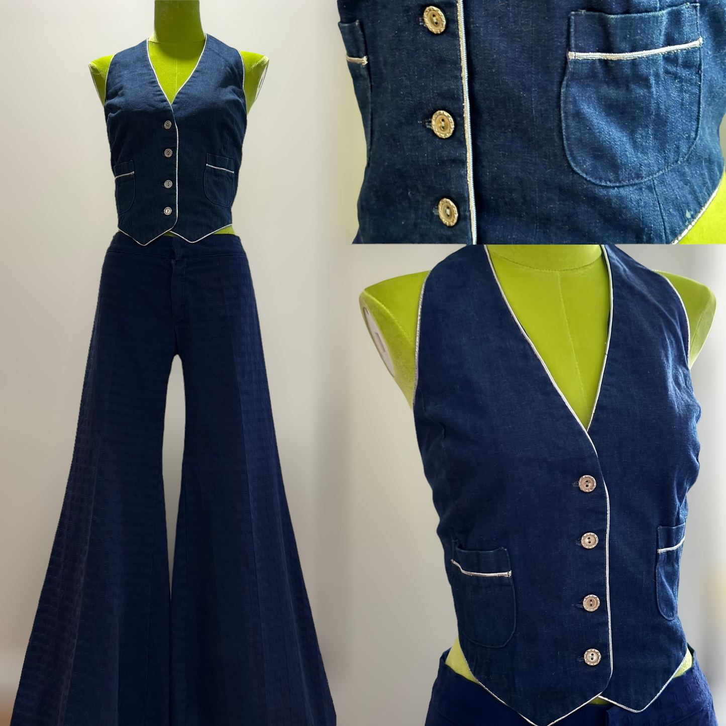 70S Denim Cotton Halter Top (S)