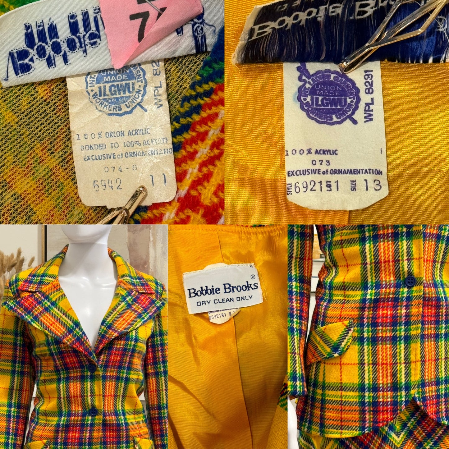70s Yellow Plaid Maxi Skirt Suit (XS-S, 24”-25” Waist)