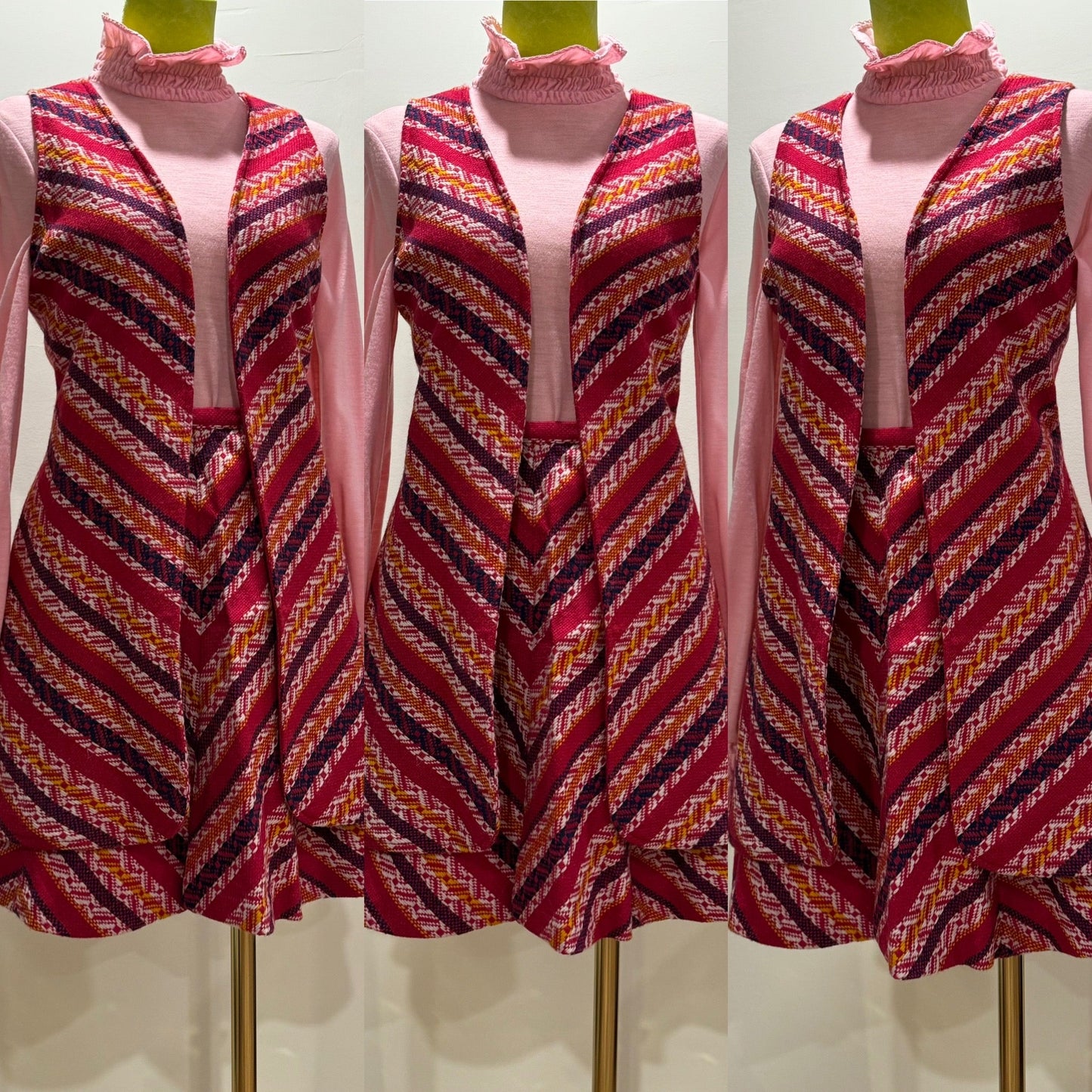 70s 2PC Mini Skirt & Vest Set (XS, 24" Waist)