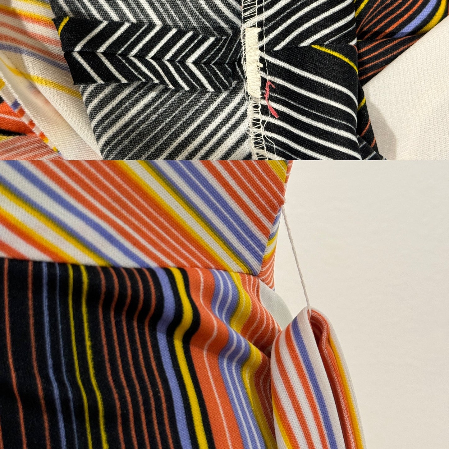 60s-70s Multicolor, Striped Jumpsuit (XS, 24"-26" Waist)