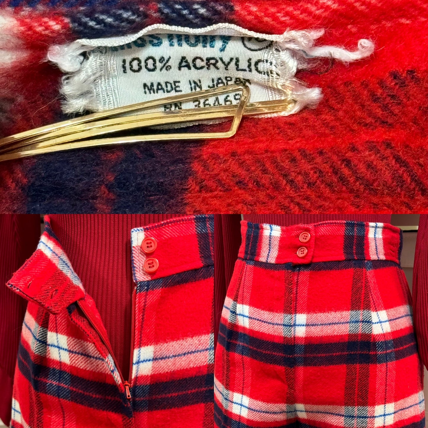 70s High Rise Plaid Bell Bottom Pant (, 29” Waist)