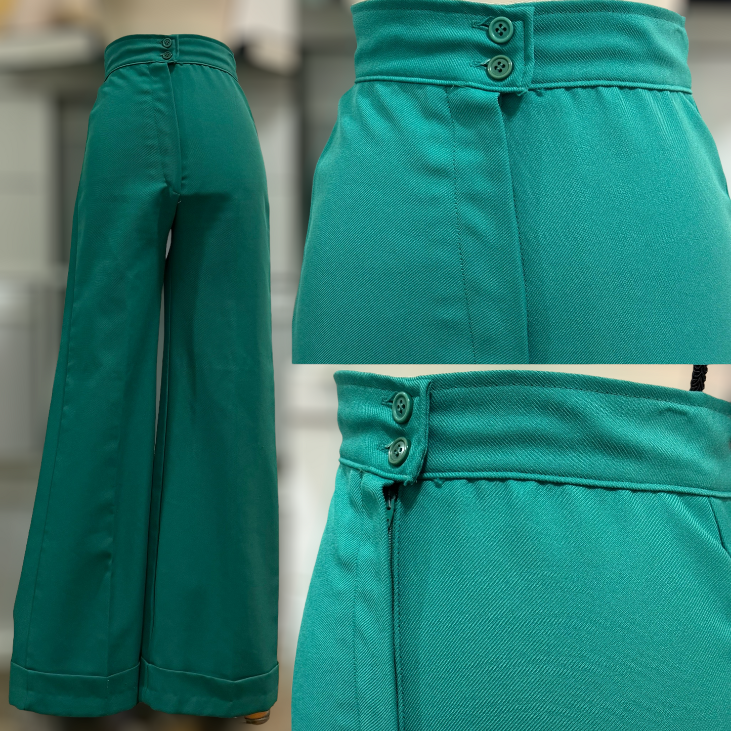 70s Cropped Jacket & Bell Bottom 2PC Pantsuit (XS, 24"-25”W) .