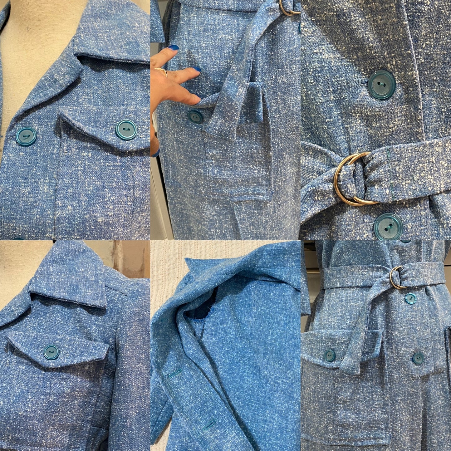 70s Nubbly Cotton Wide Leg Utility Jumpsuit W/ Belt (S-M)