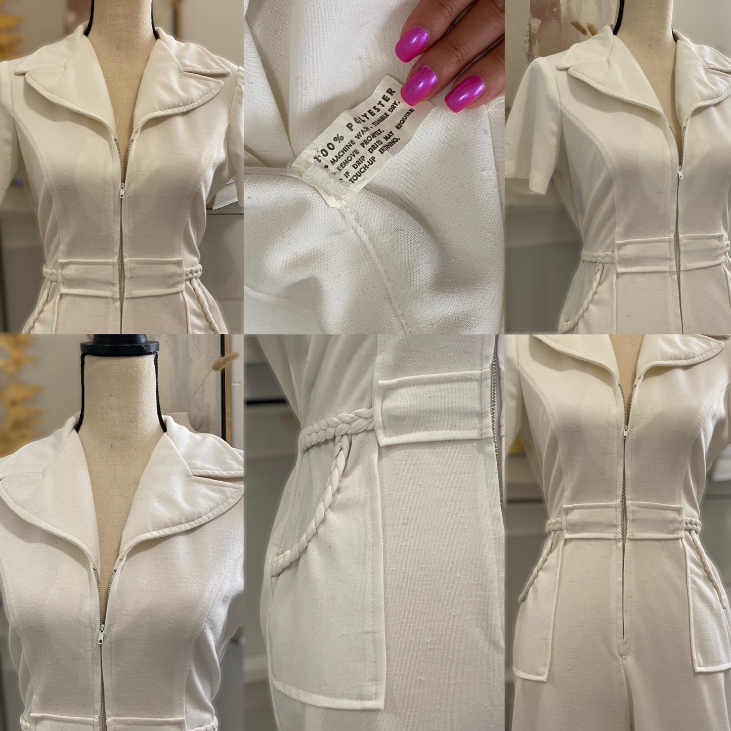 70s Flared Jumpsuit w/ Braided Details (S, 24”-28” waist)