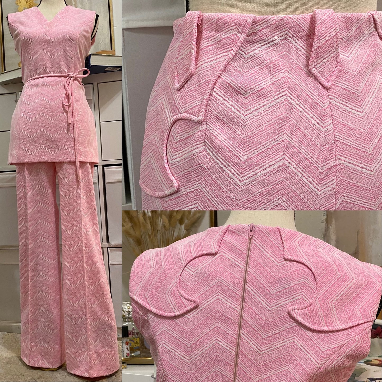 70s Western Zig Zag 3PC Pant Set (S-M, 27-29” waist)