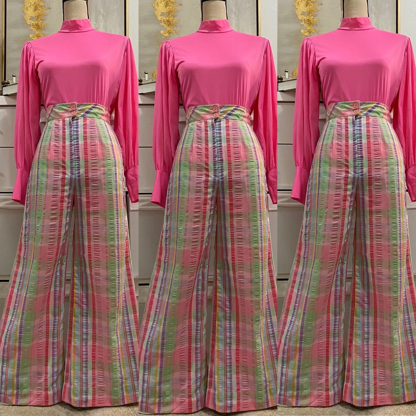 70s seersucker pastel stripe high rise Bobbie brooks