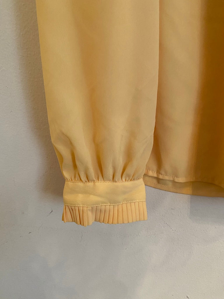 Yellow Pleated Long Sleeve Blouse