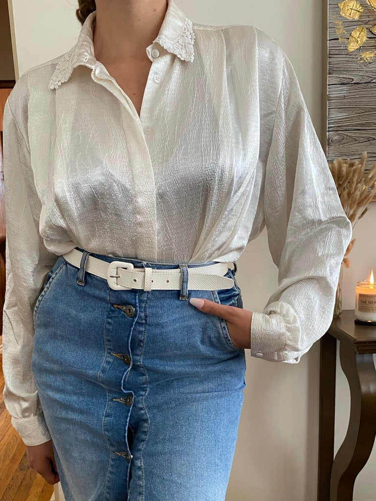 Lace trim long Sleeve Blouse