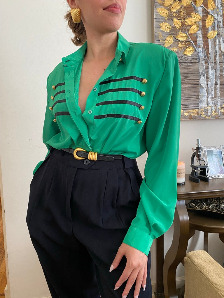 80's Military Long Sleeve Blouse