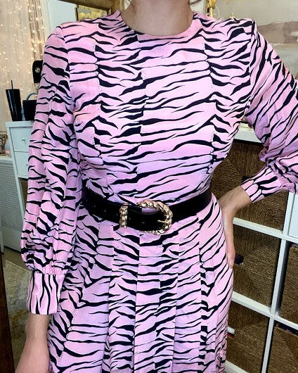 Rixo Emma Dress (pink & black tiger)