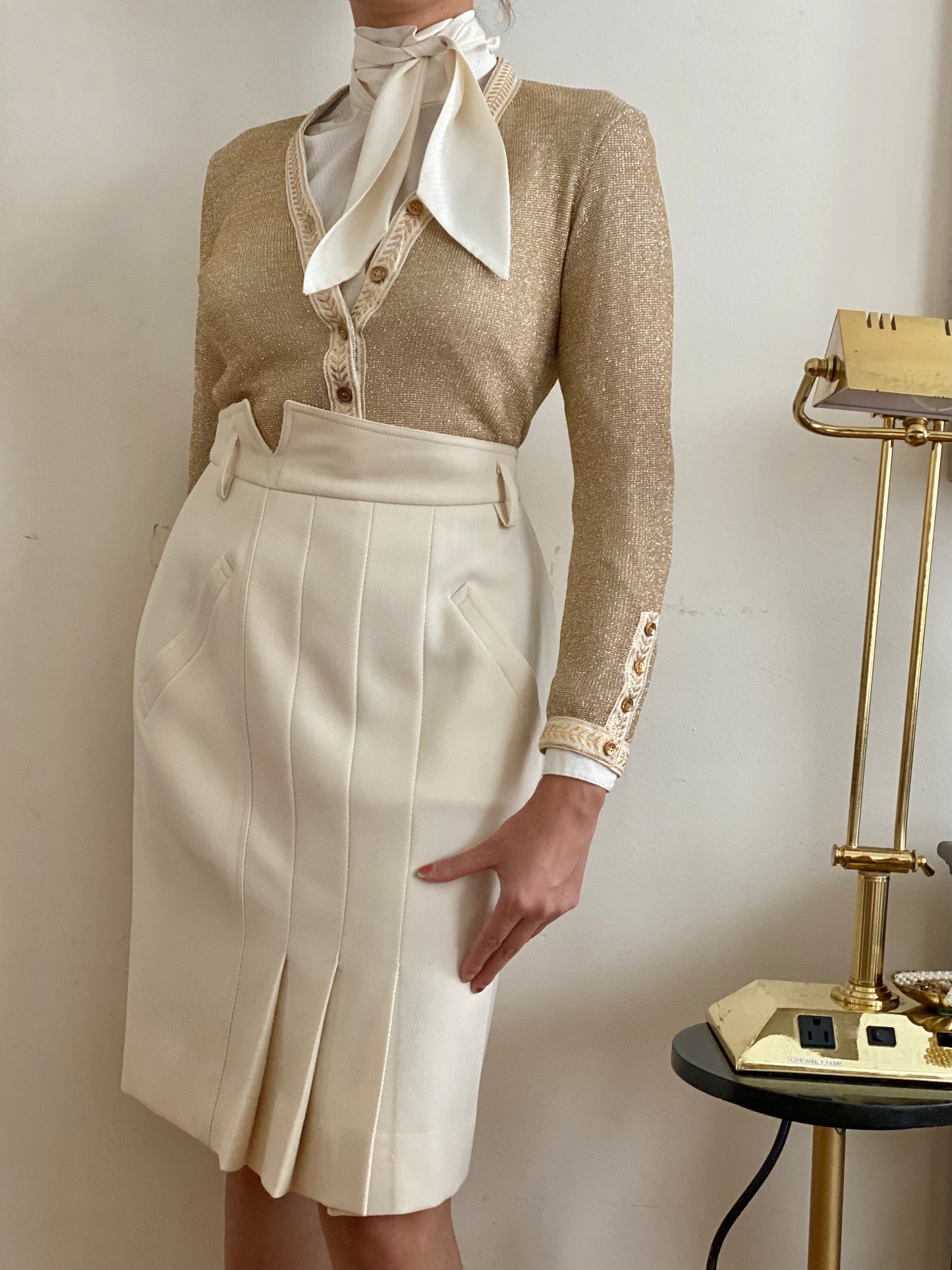 Metallic Gold Button Cardigan (Size small)
