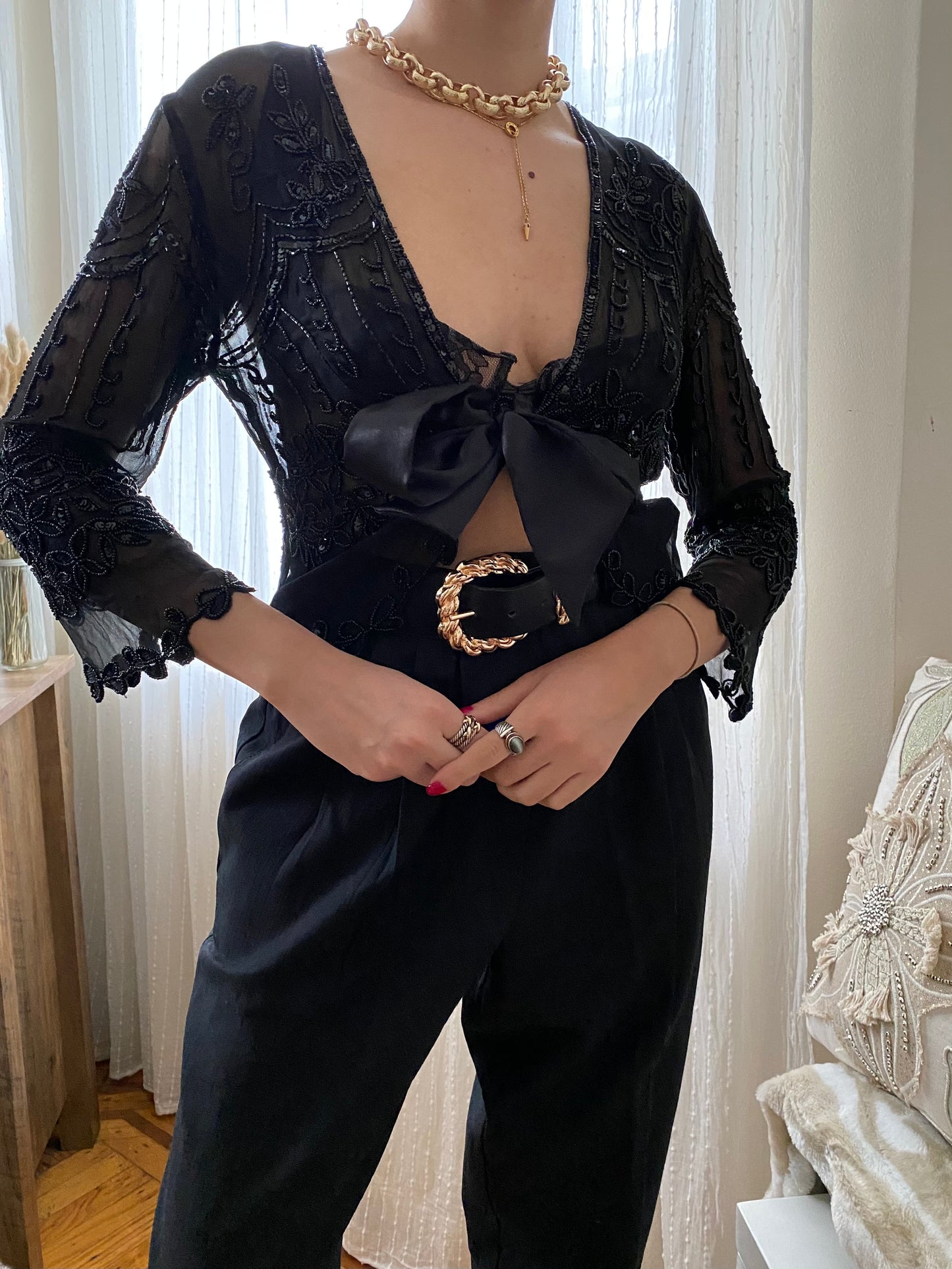 Beaded Cropped Cardigan