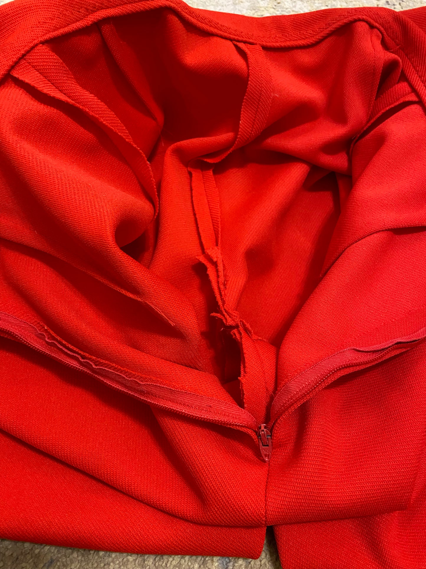 70’s Ultra High rise red bell bottom flare (S-M, 27")