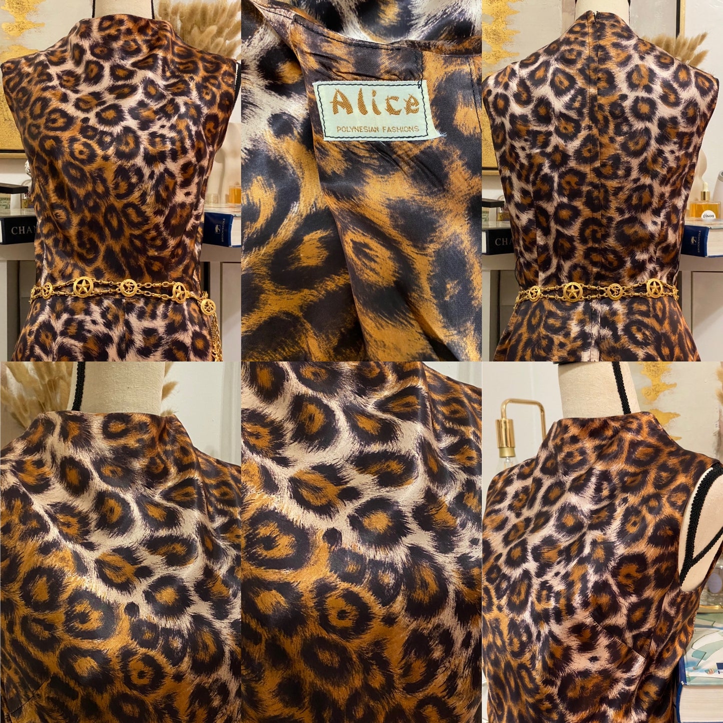 60s-70s Leopard Print Palazzo Jumpsuit (S-M)