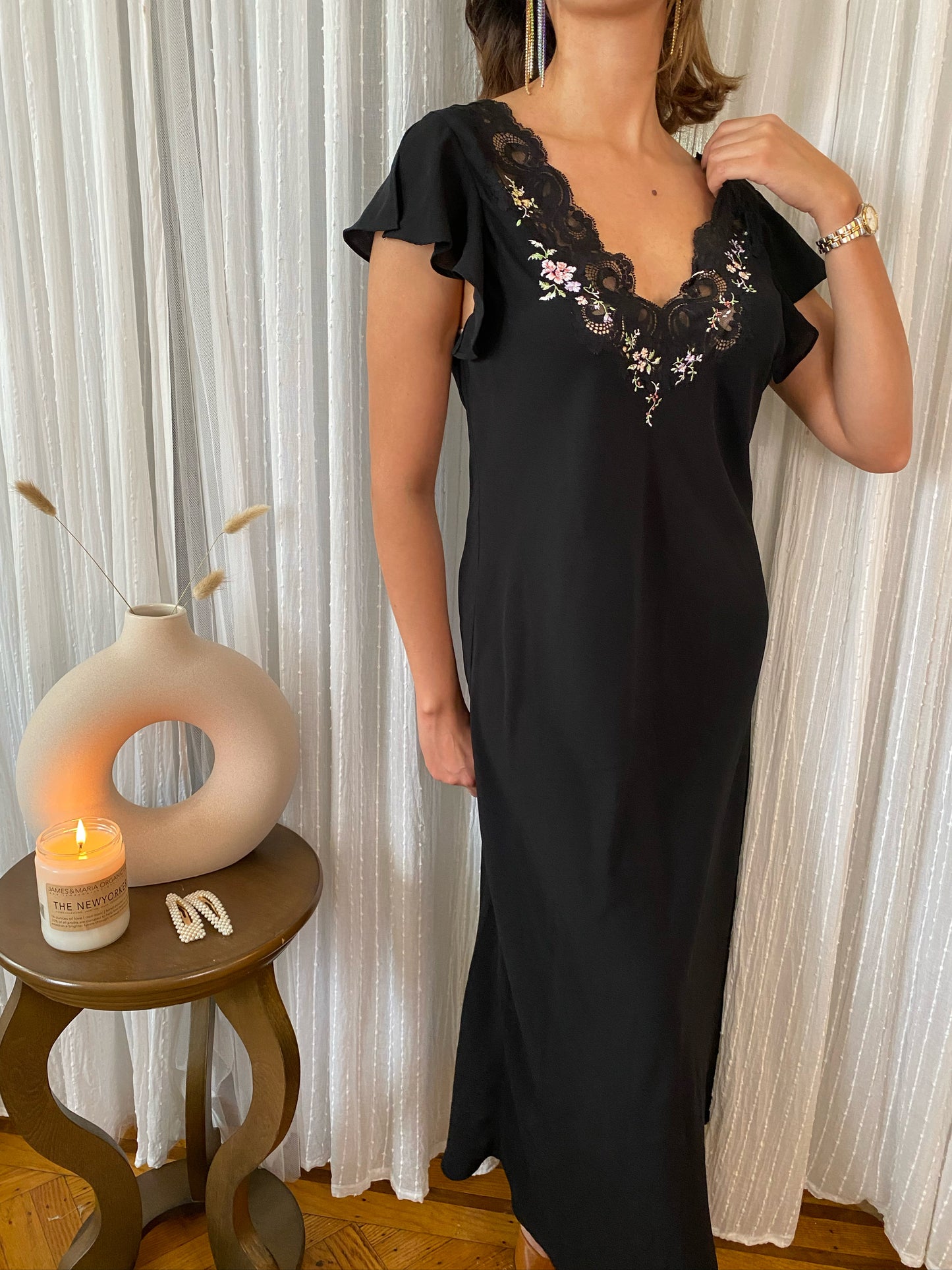 Black Long Floral Gown