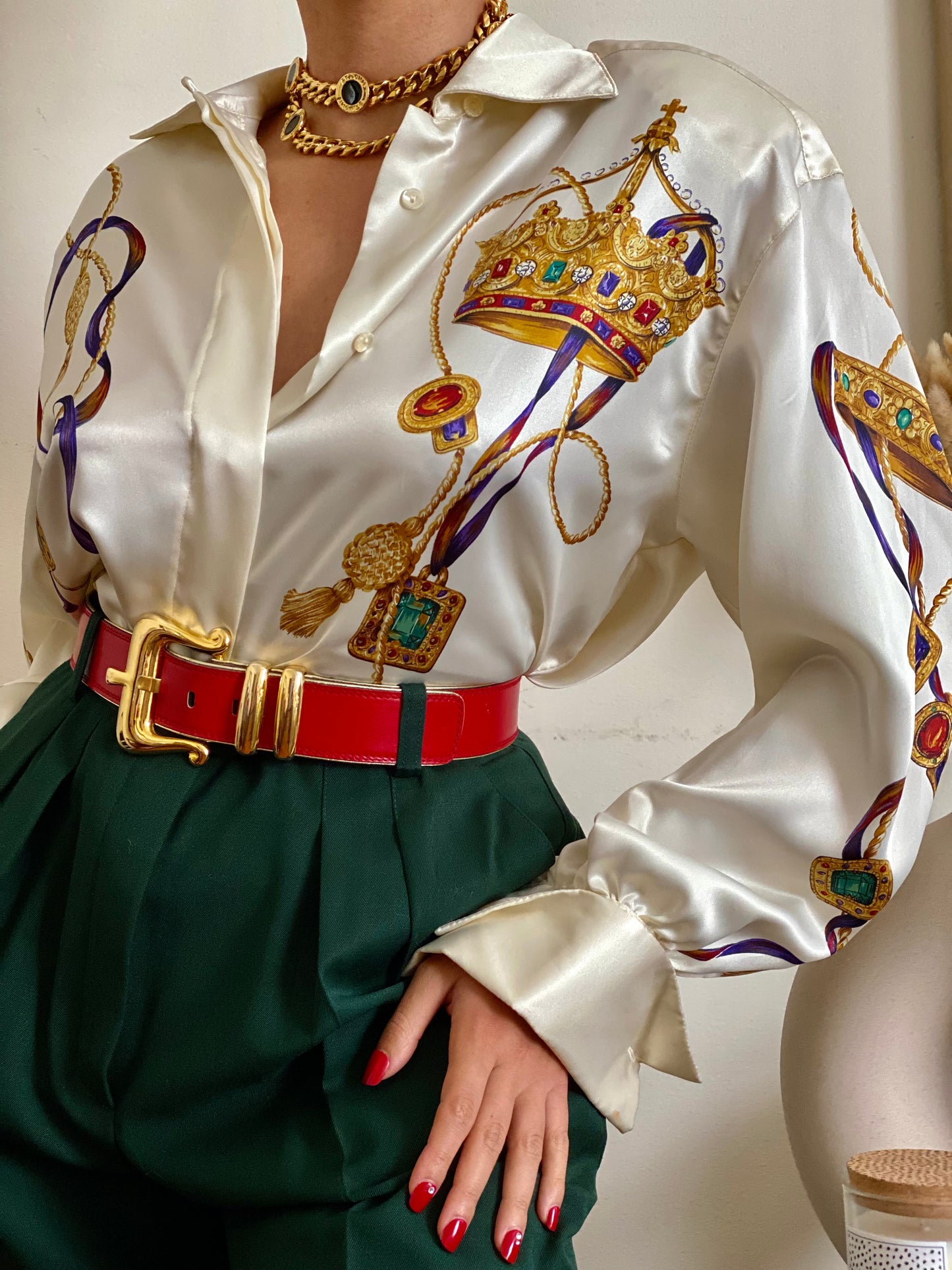 Royal silky long sleeve blouse