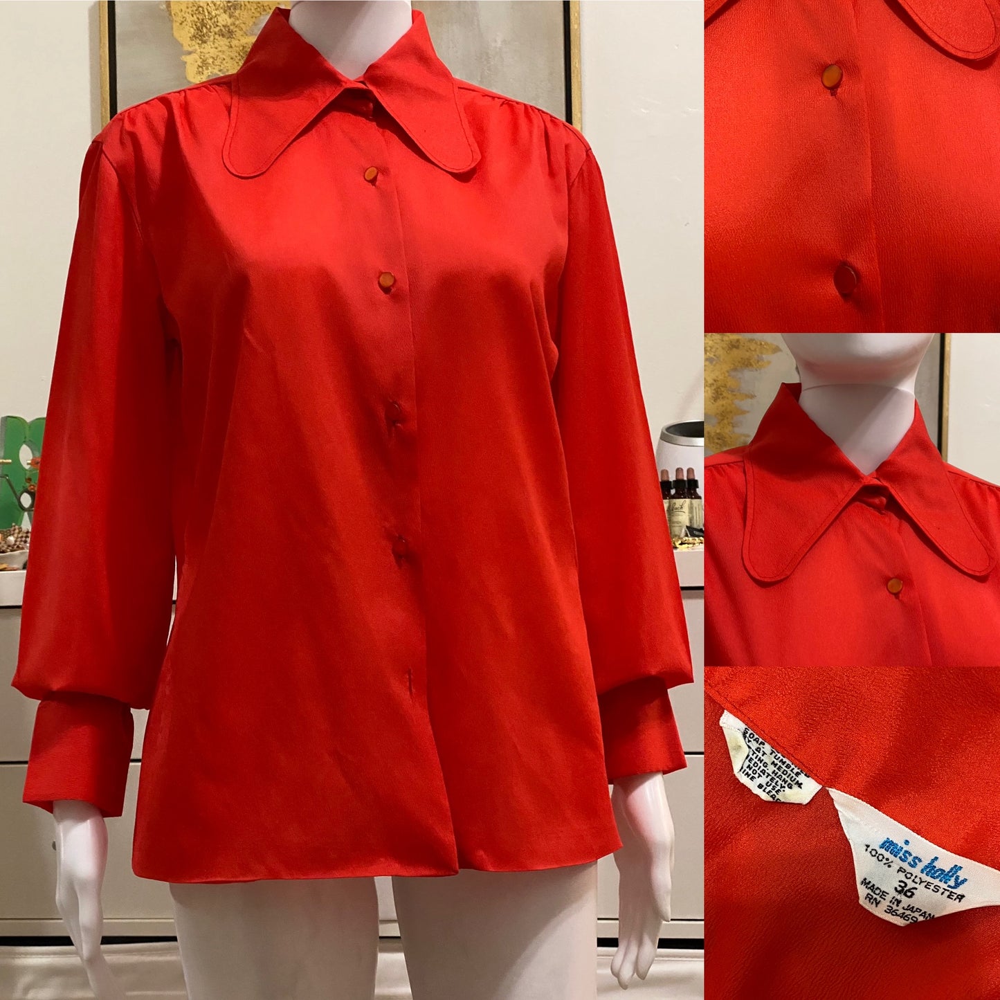 70s Beagle Collar Red Blouse