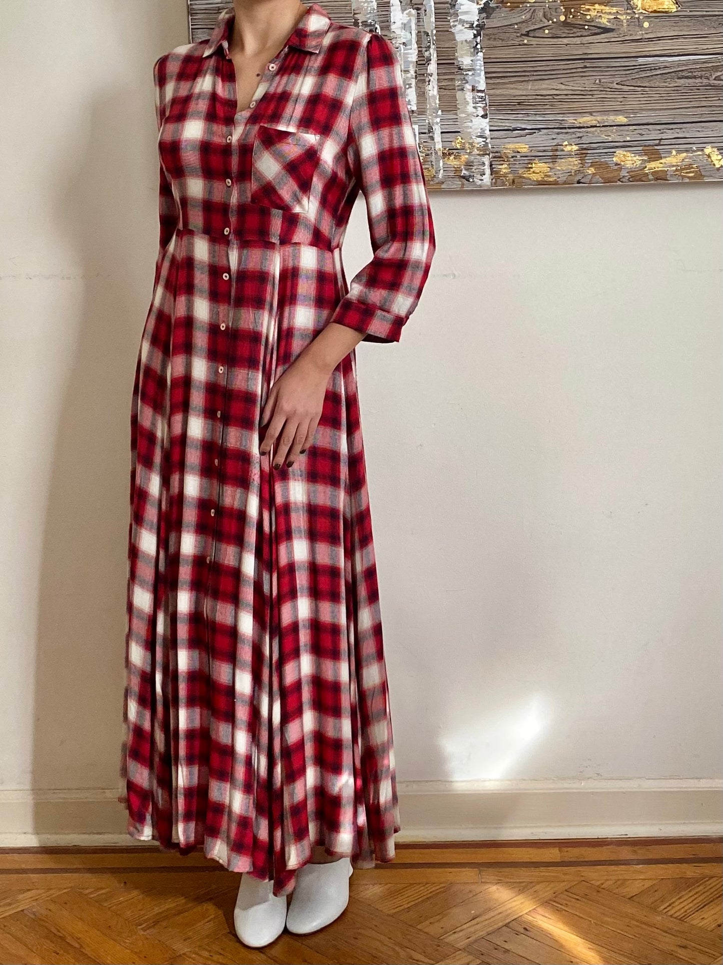 Plaid Maxi Dress (L)