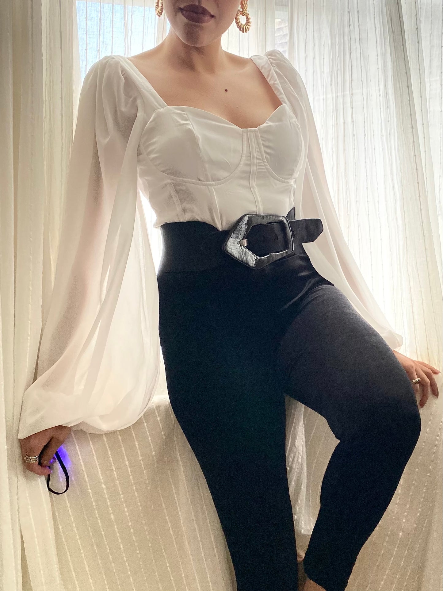 White Flowy Crop Top