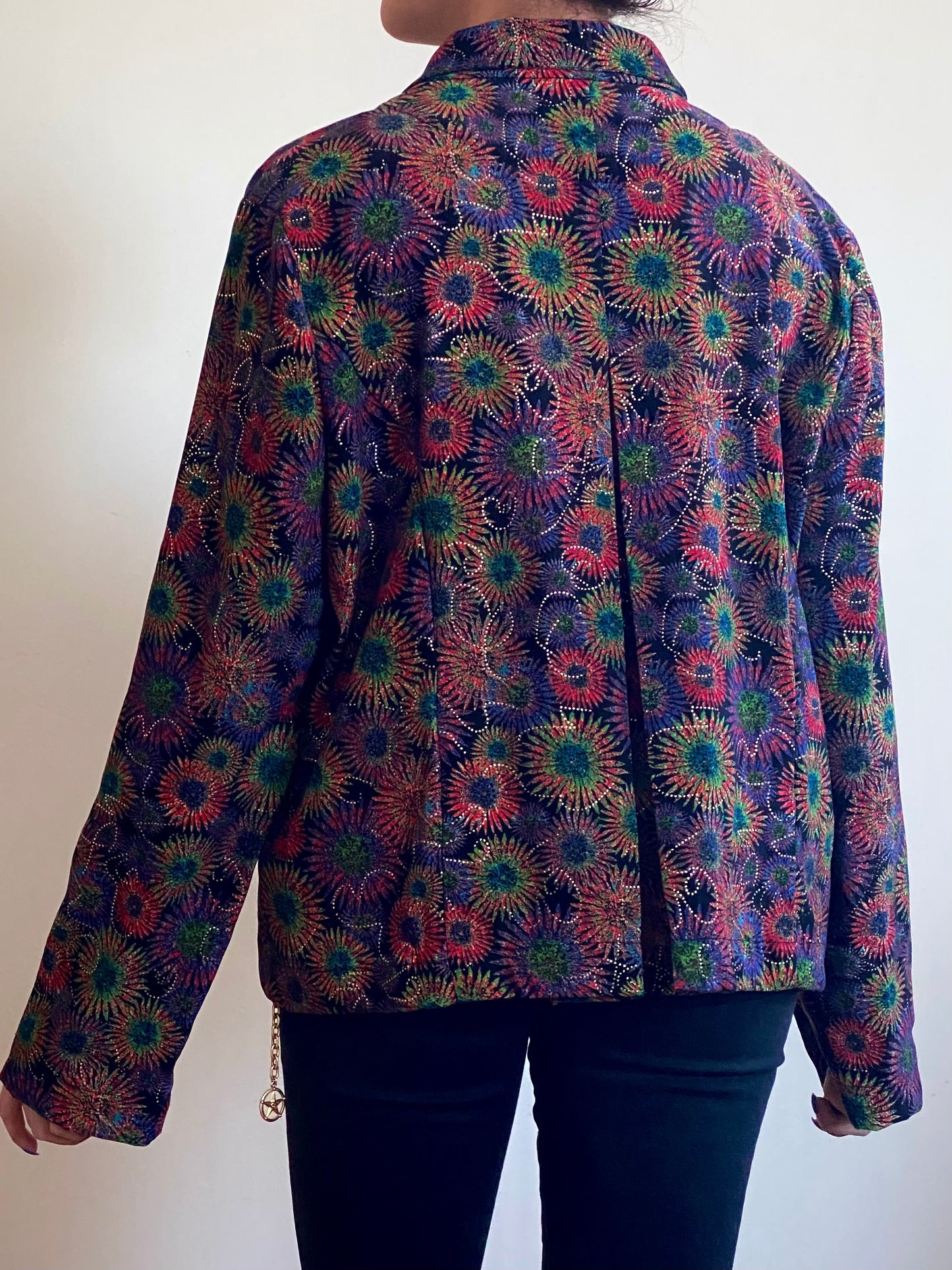 Y2K Sparkly Fireworks Jacket Shirt (XL)