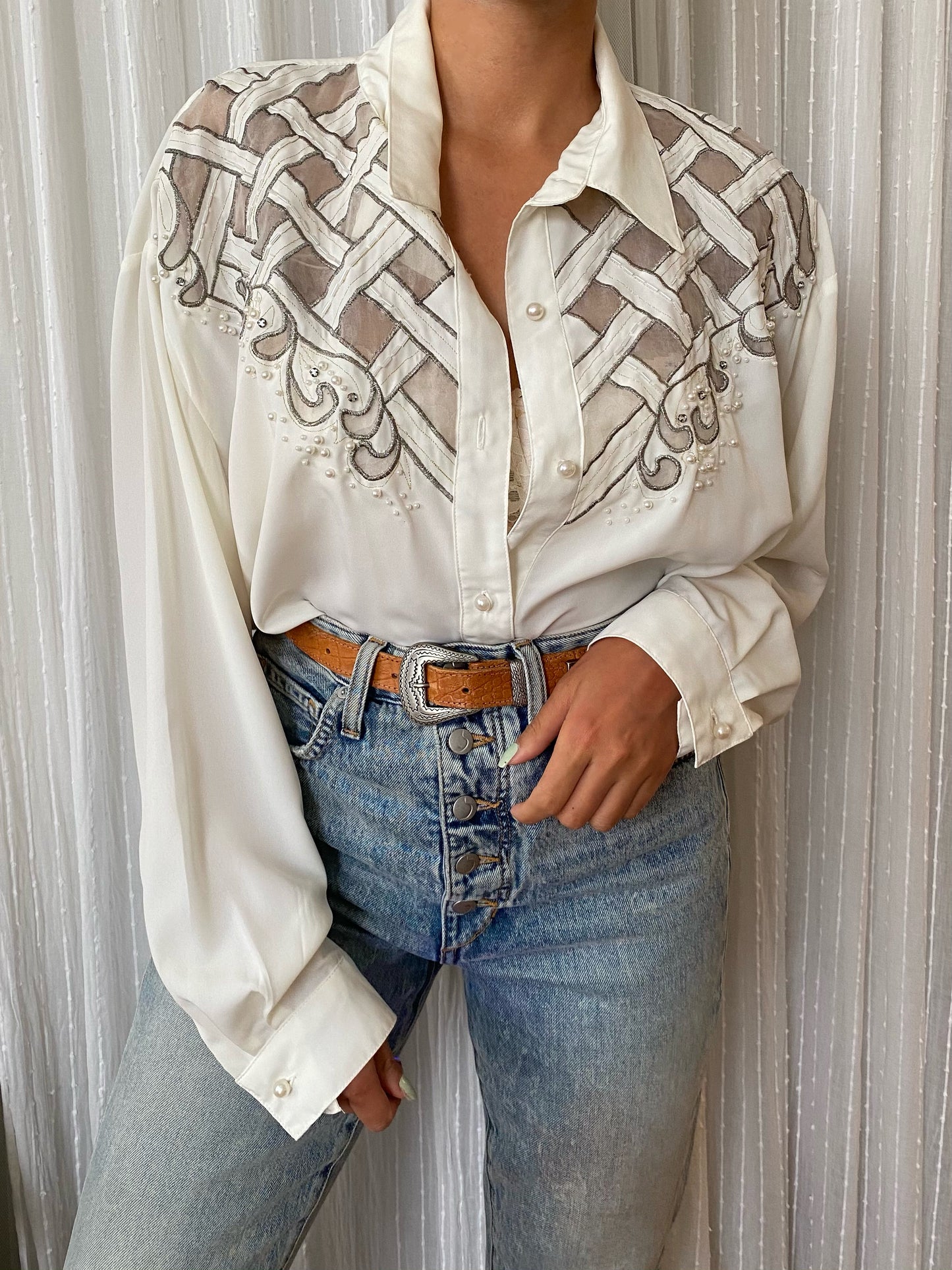 Pearly Long Sleeve Blouse