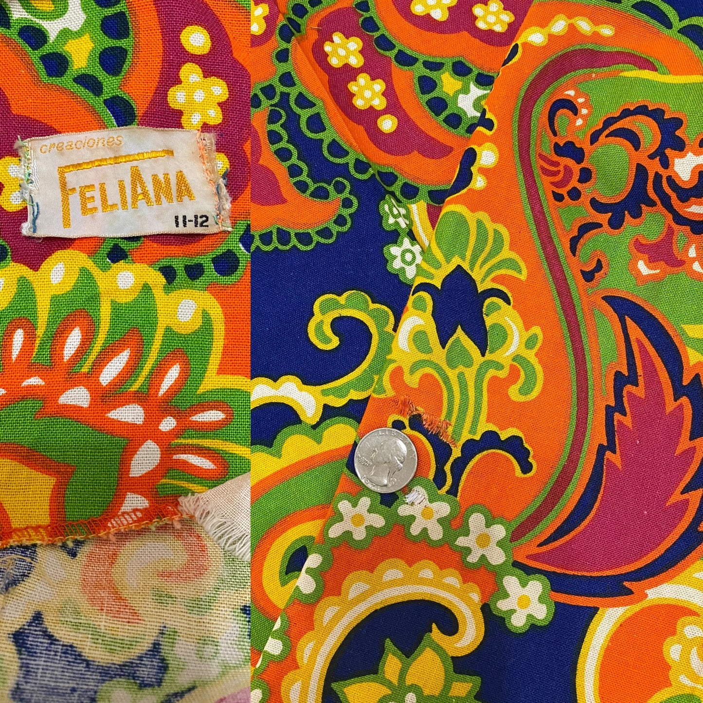 60’s-70’s Psychedelic Sleeveless Bell Bottom Jumpsuit (M-L)