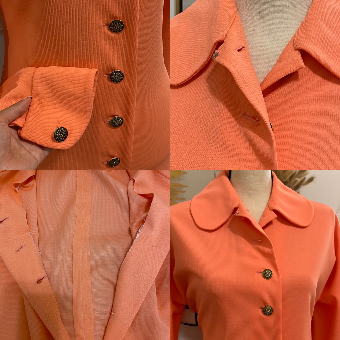 70's Creamsicle Orange Bell Bottom Jumpsuit (L)