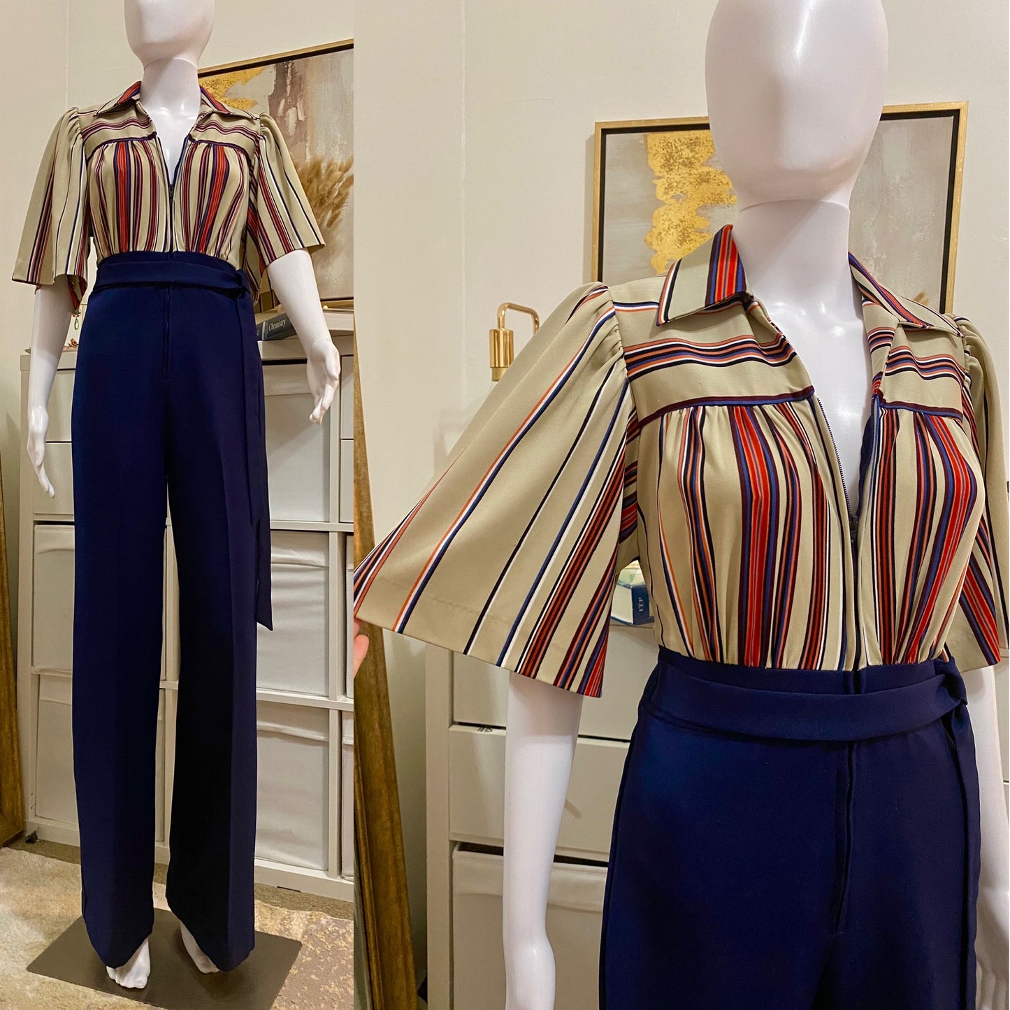 70's Blue Bell Bottom Jumpsuit (XS-S)