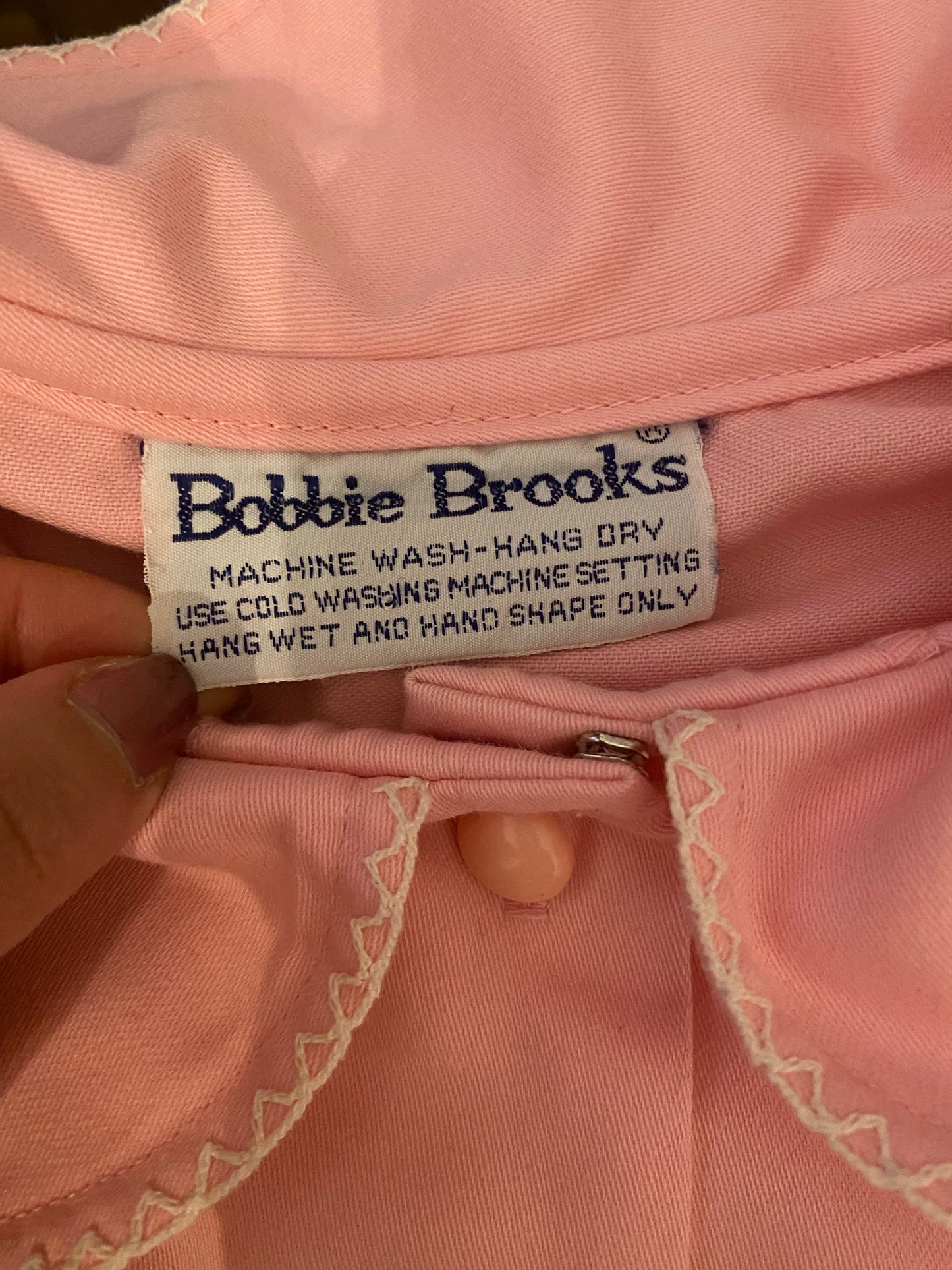 70's Bubblegum Pink Peter Pan Collar Puffy Sleeve Blouse (S-M)