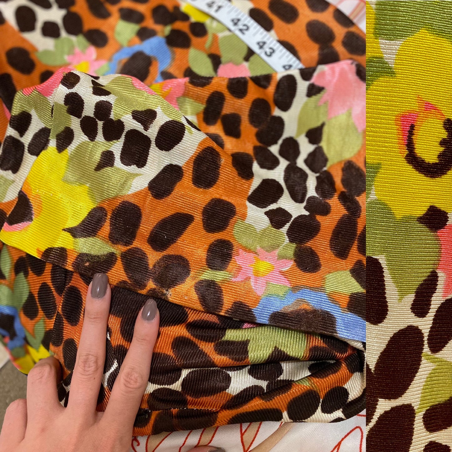 60's Leopard & Floral Print Wide Leg Jumpsuit (S-M)