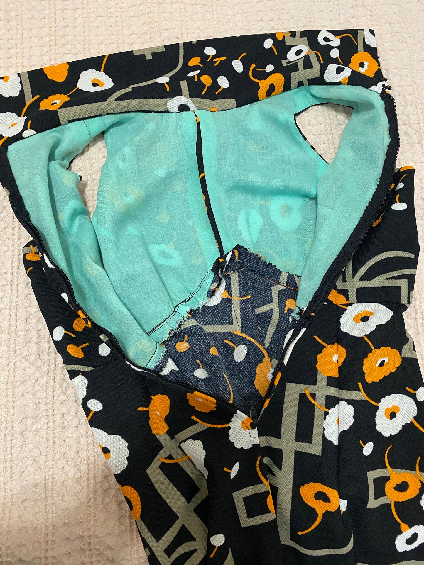 70’s Abstract Poppies Sleeveless Bell Bottom Jumpsuit