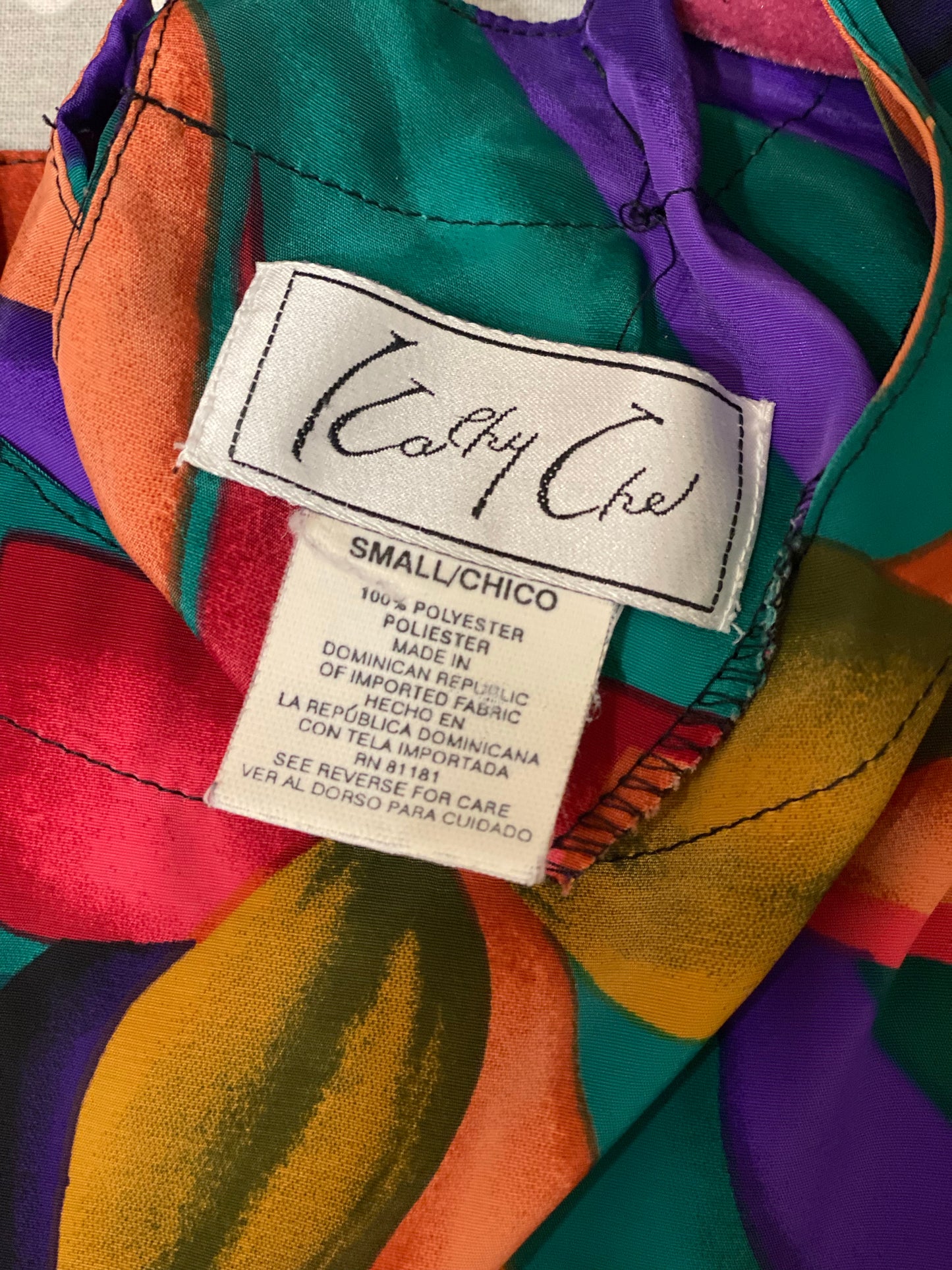 90's Colorful Abstract Short Sleeve Top (S)