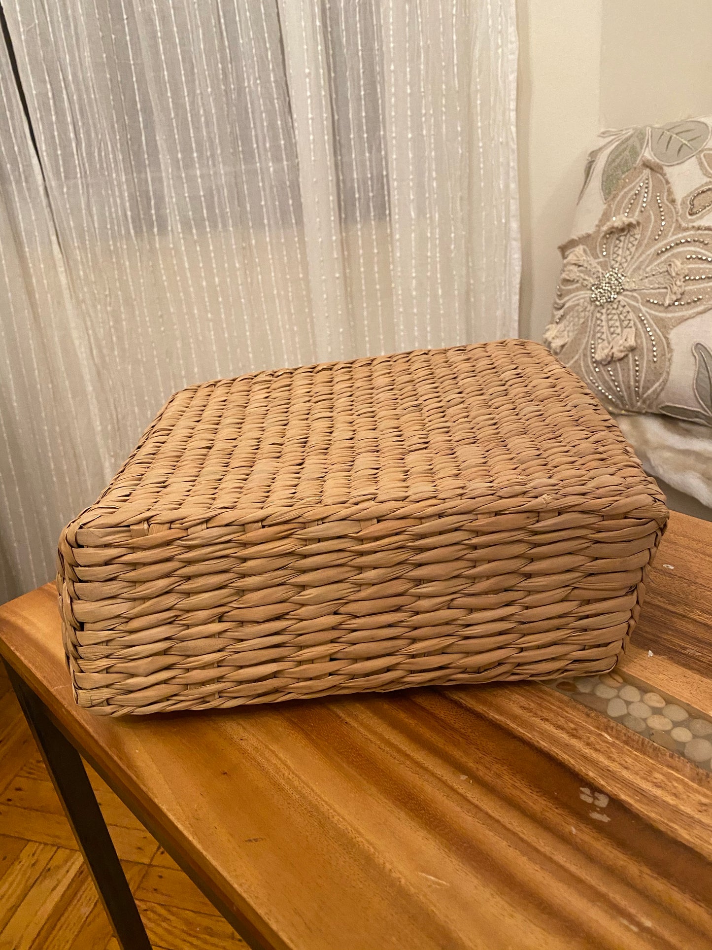 Flower Woven Straw Basket Bag