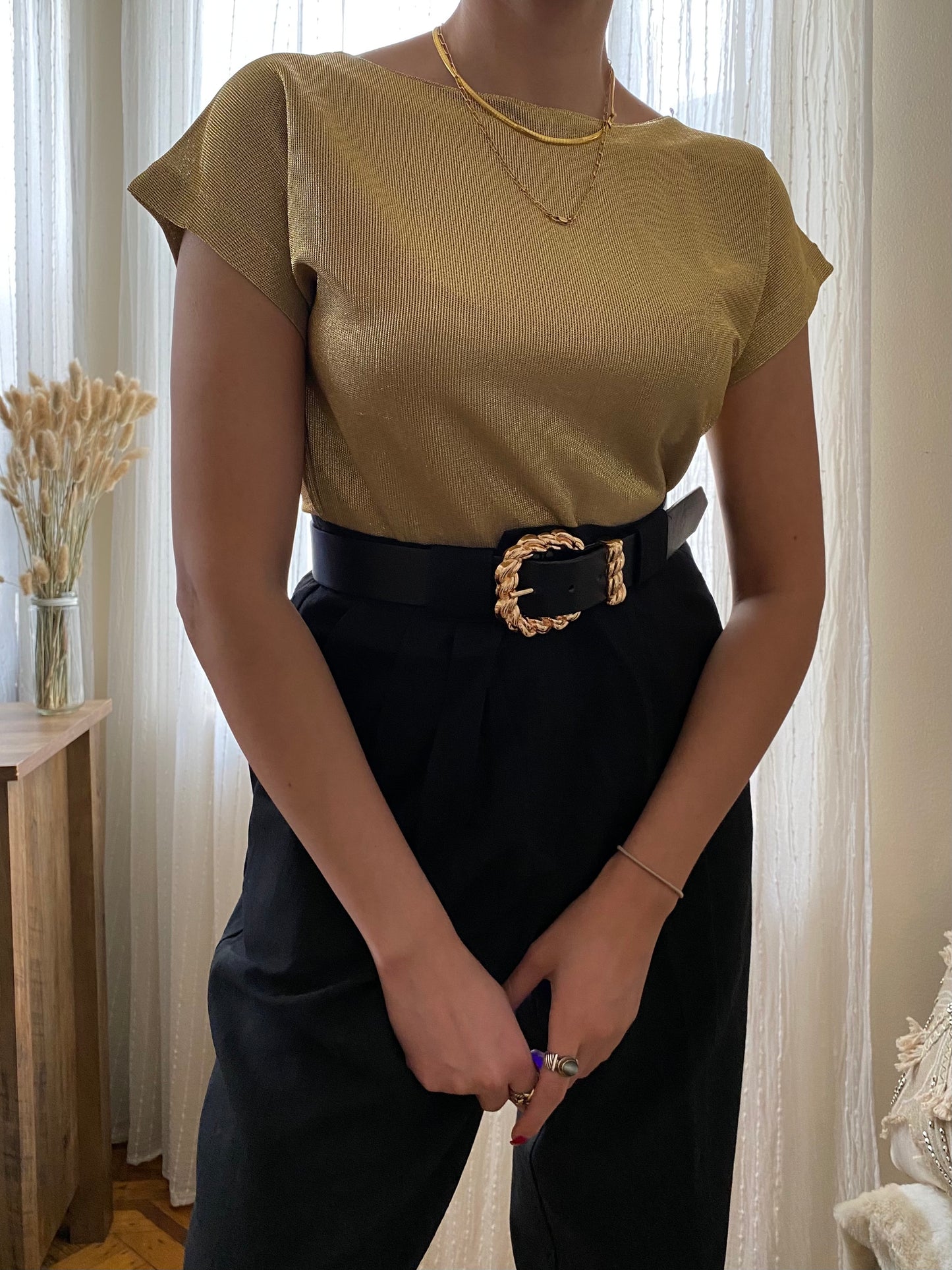 Gold Metallic Short Sleeve