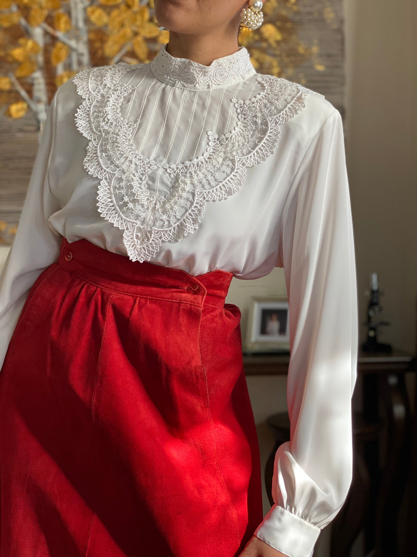 80's Edwardian Style Lace Blouse (M)