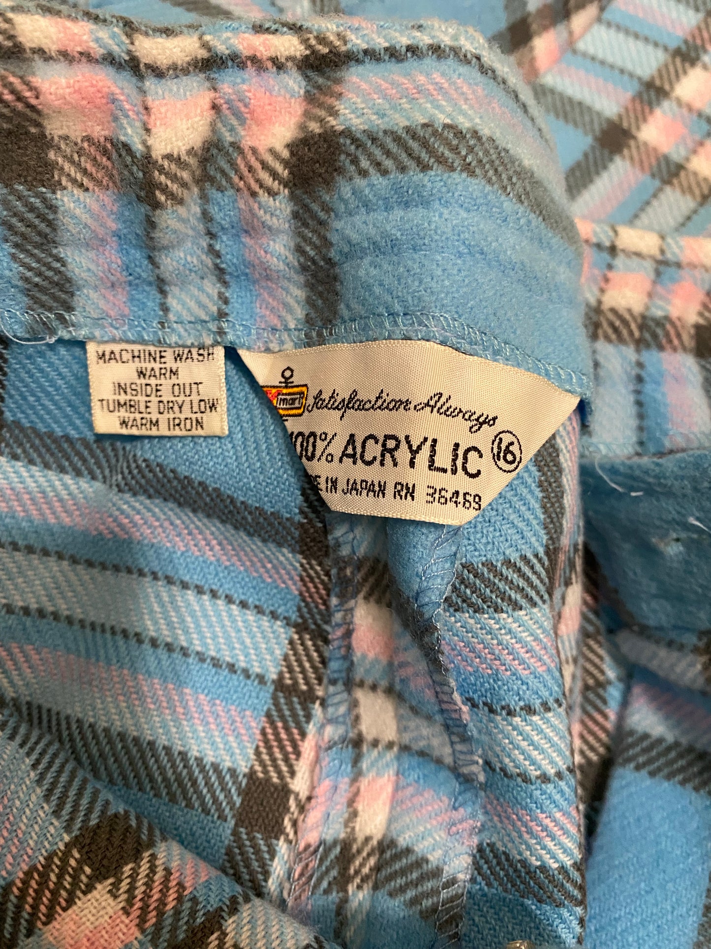 70’s Pastel Blue Plaid Bell Bottom (L)