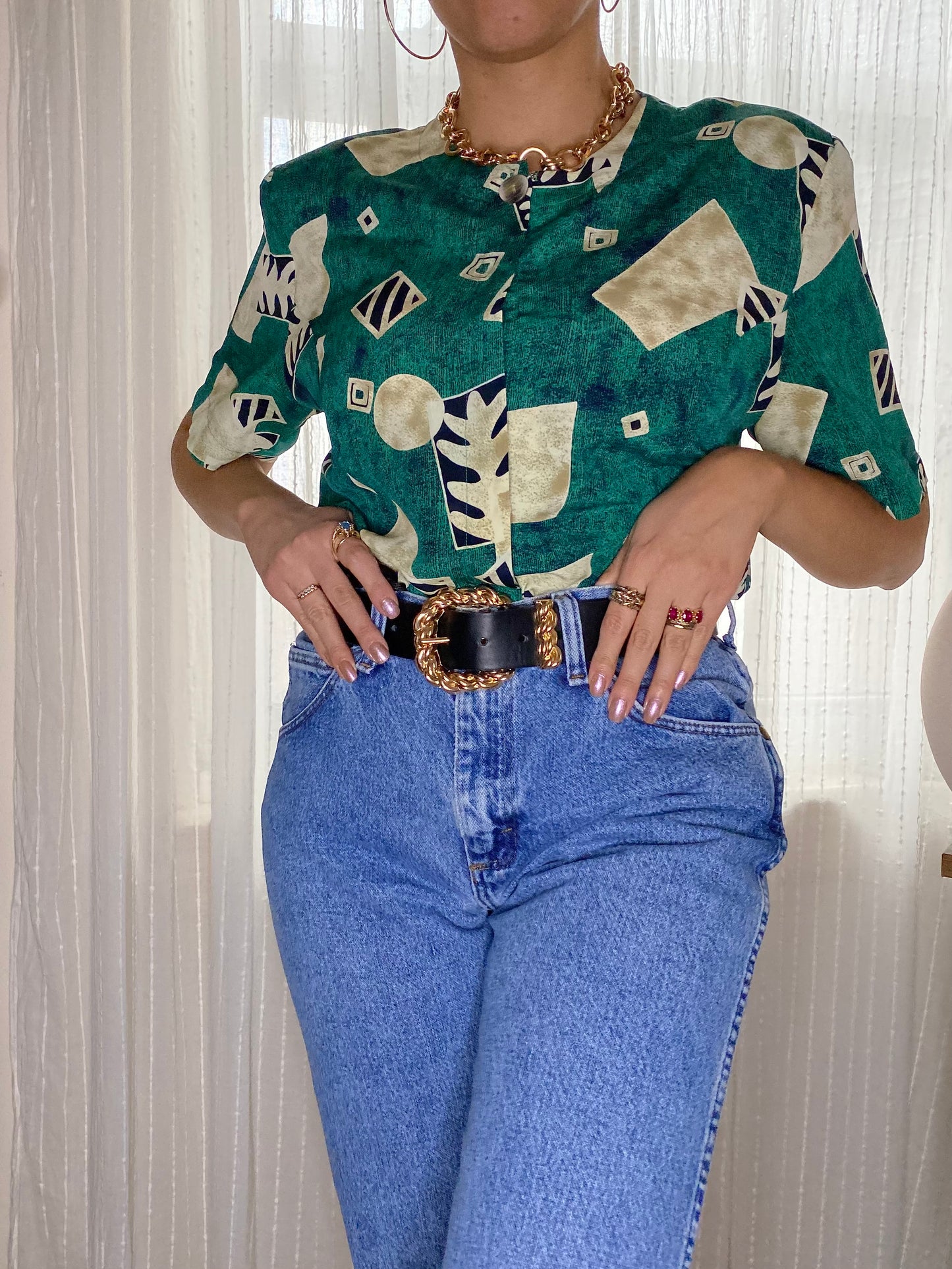 Abstract Pattern Short Sleeve Top - Vintage