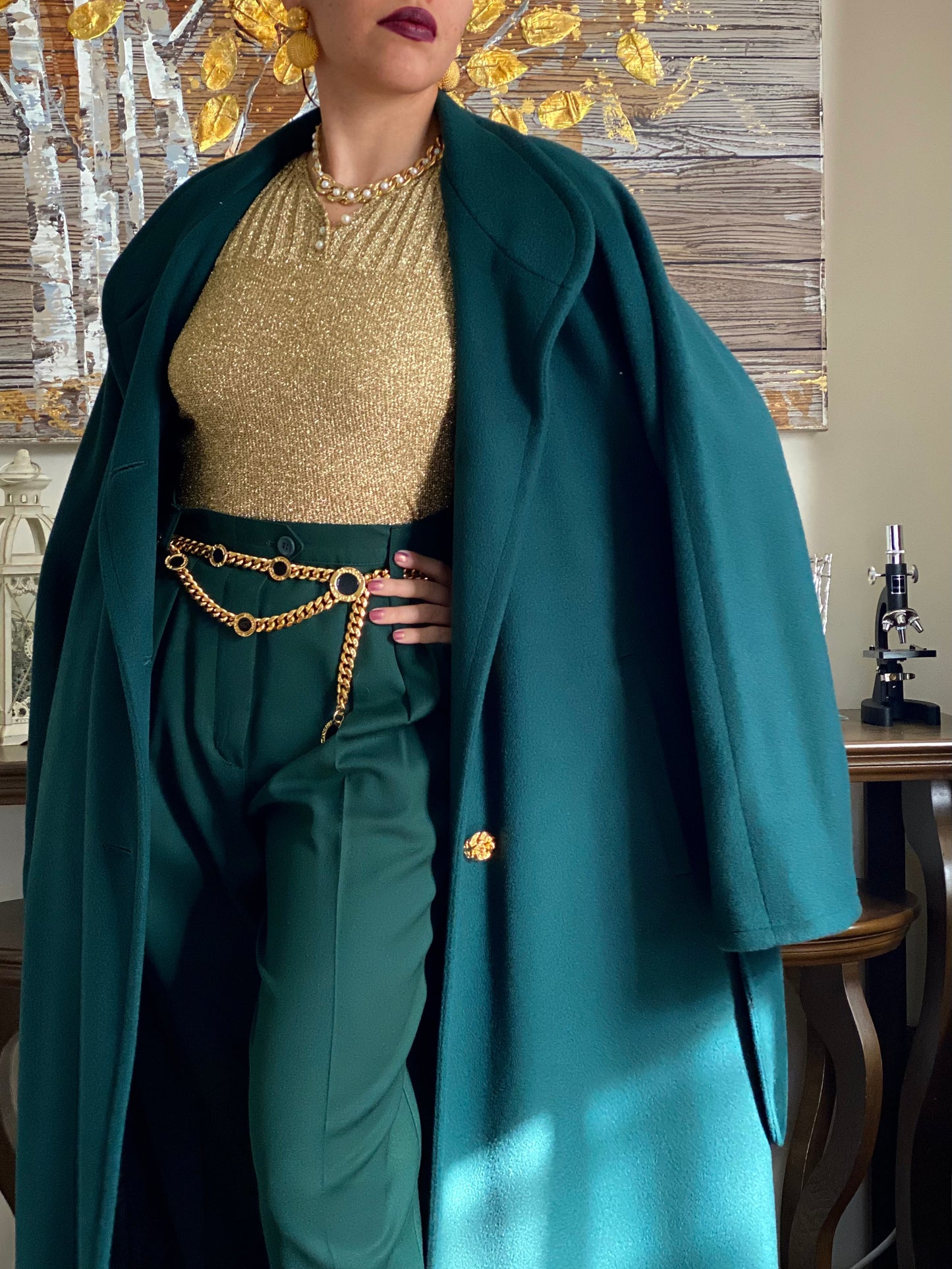80's Cashmere blend Emerald Winter Coat (12)