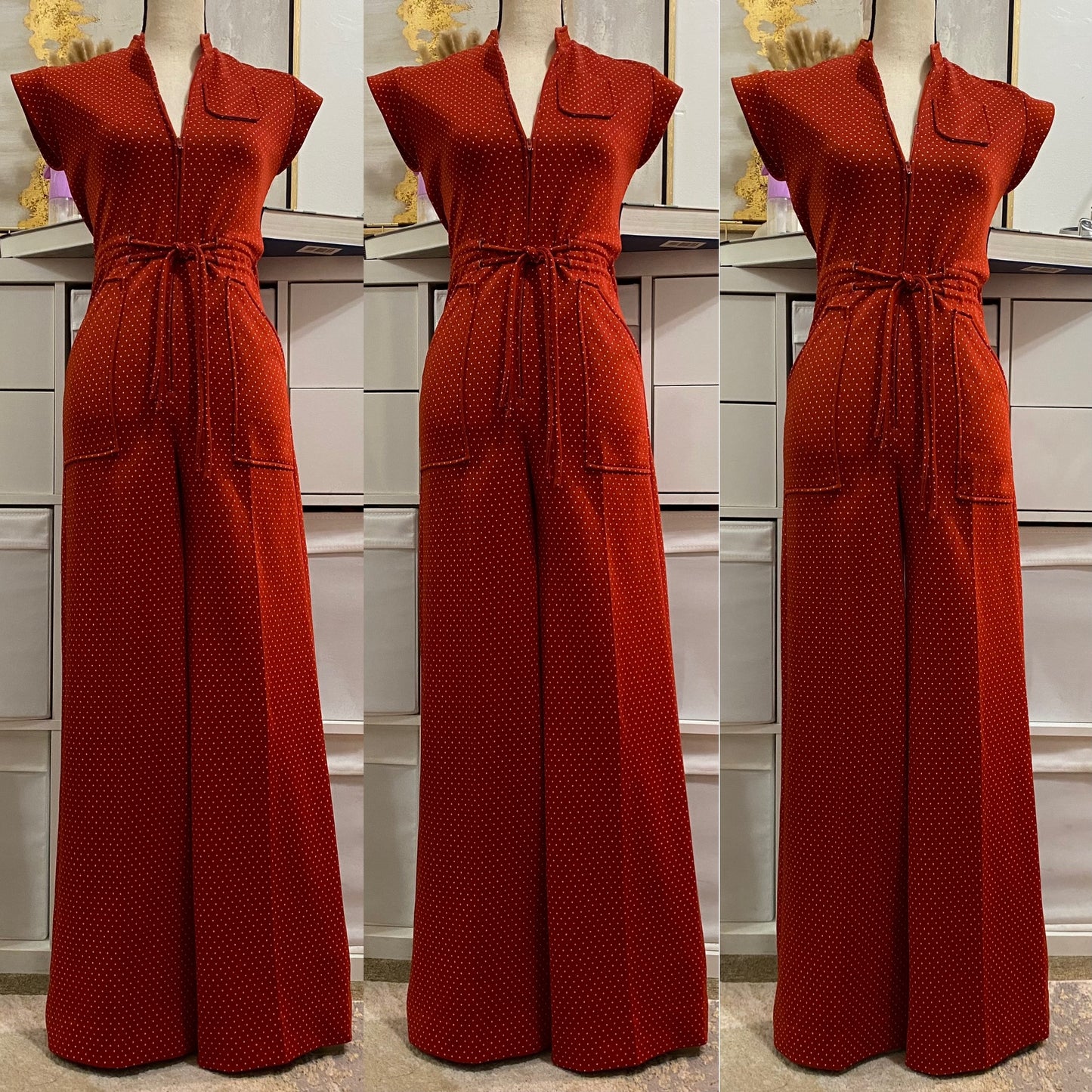 70's Swiss Dot Wide Leg Jumpsuit (S-M)