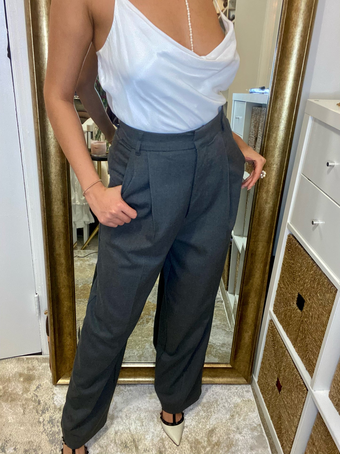 High Waisted Wide Leg Trousers