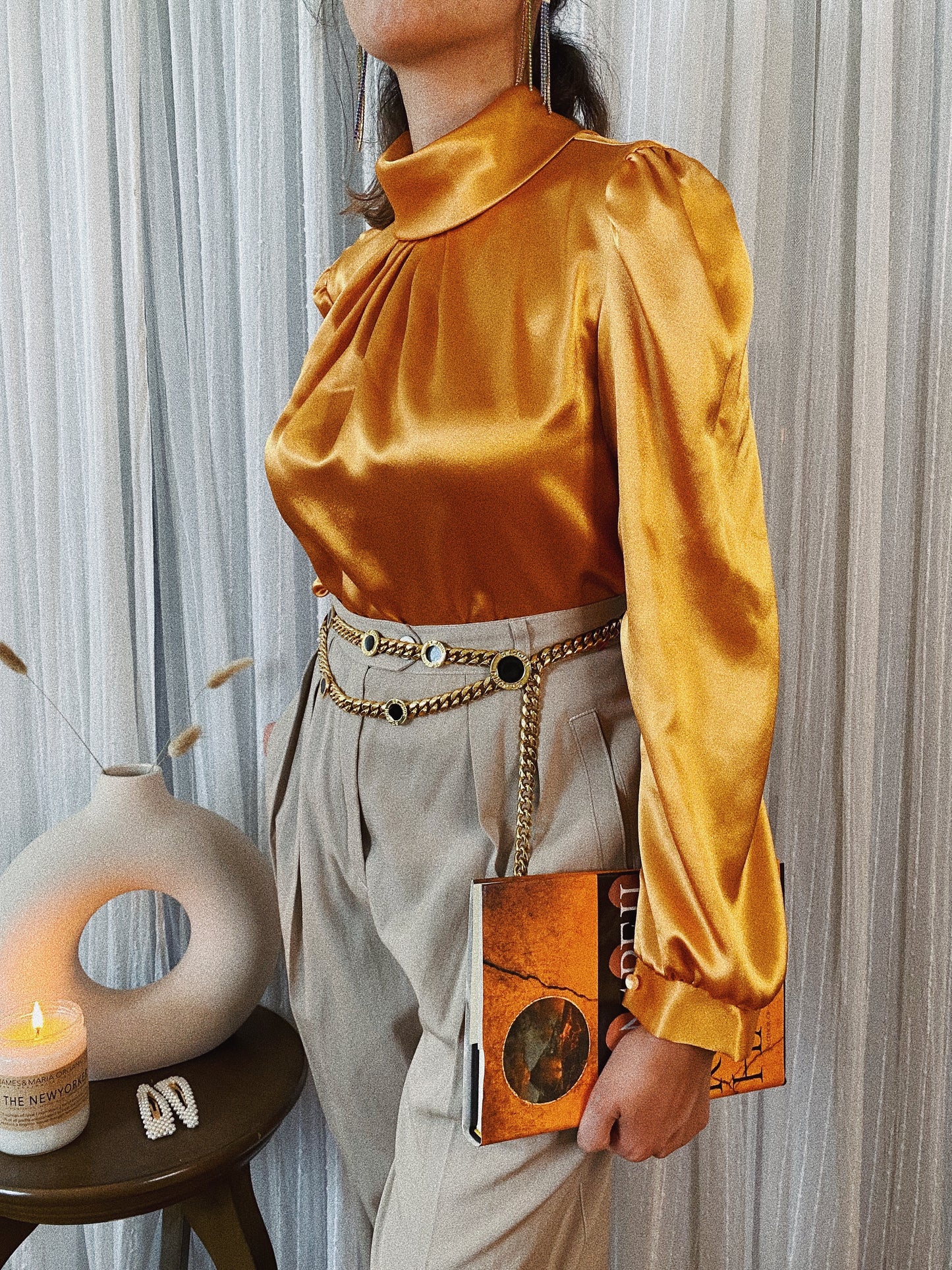 Liquid Satin High Neck Blouse