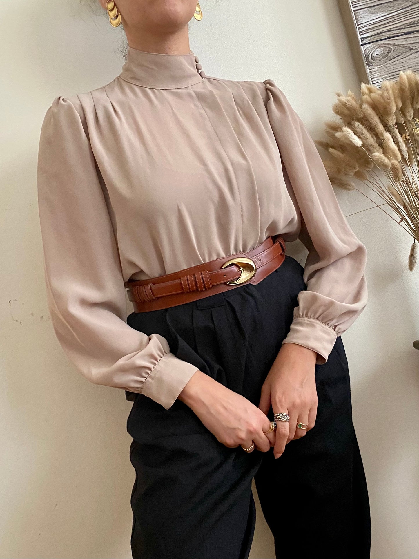 High Neck long sleeve blouse