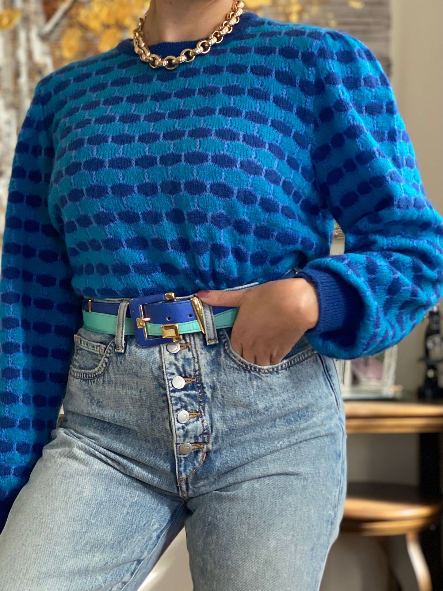 70's Puffy Sleeves Sweater (M)