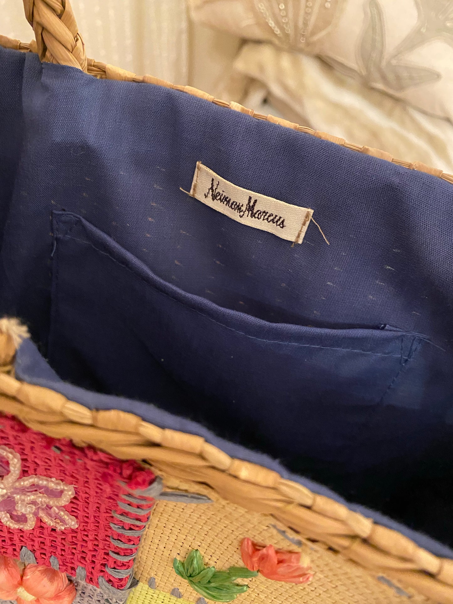 Flower Woven Straw Basket Bag