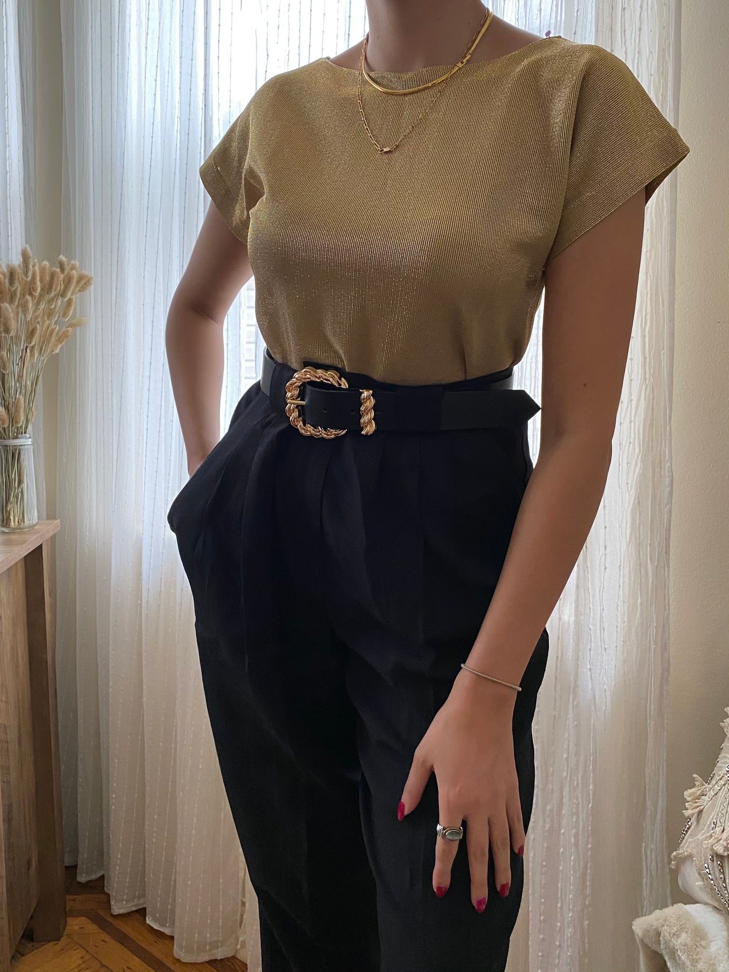 Gold Metallic Short Sleeve