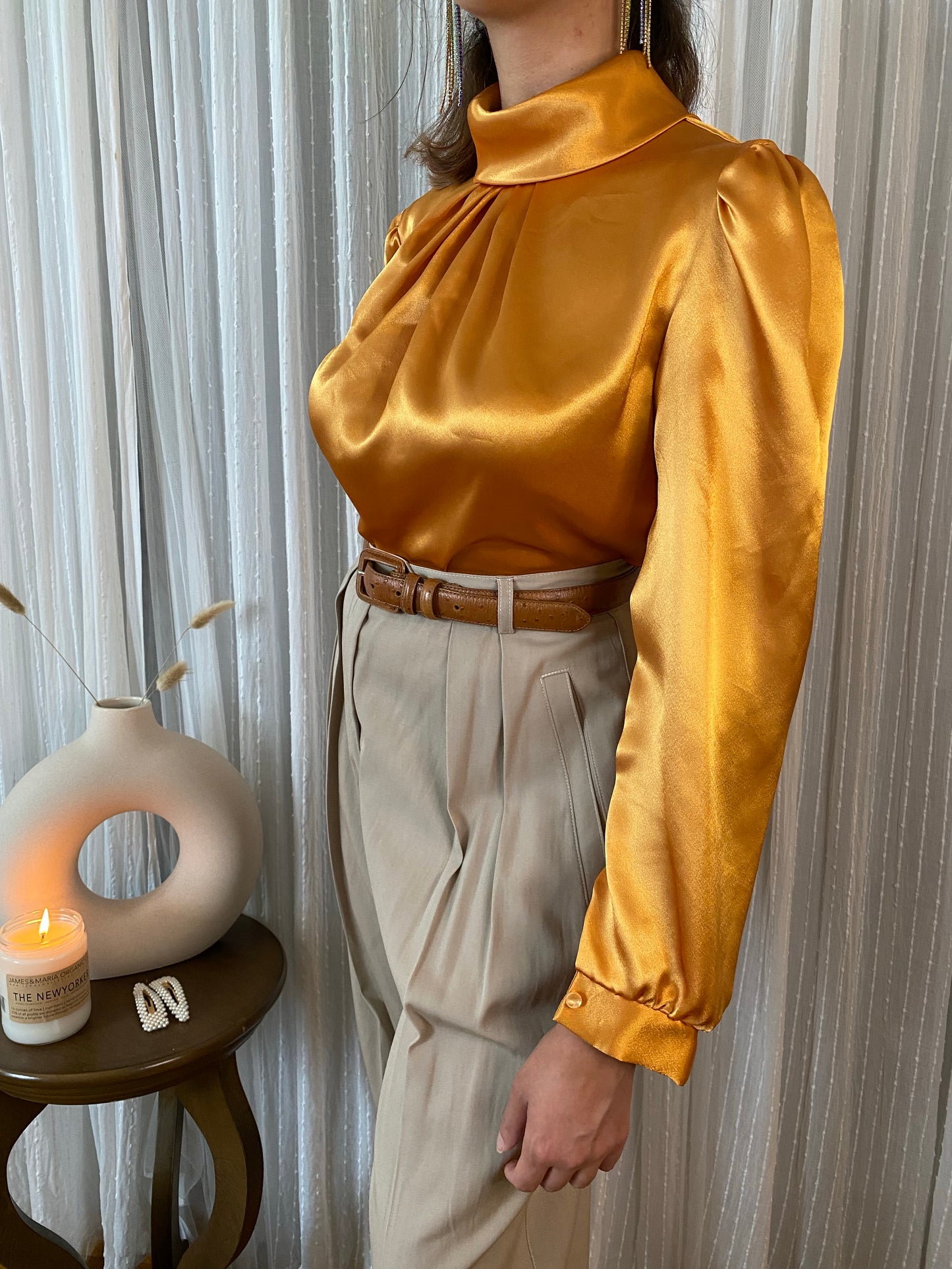 Liquid Satin High Neck Blouse